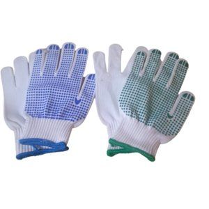 One Size Large Gardening/Work Gloves White w/ Green - Blue Grip -NWOT